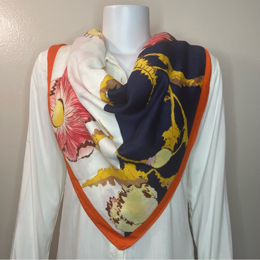 Navy blue multi floral print multi purpose maxi bandana scarf